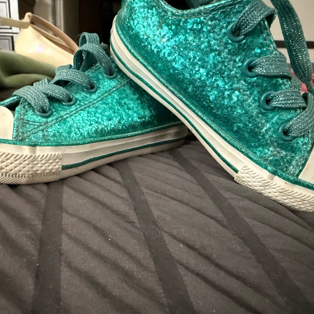 Sparkly Teal Kids Sneakers